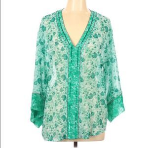 Chicos Green Floral Blouse